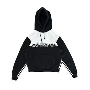 Adidas Color Block Black White Split Hoodie Hooded Sweatshirt Size Medium